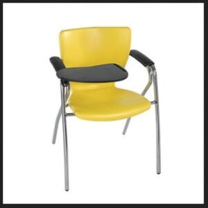 Yellow Plastic Study Chair with Writing Pad For Training Rooms