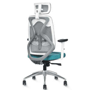 Ergonomic Adjustable High Back Mesh Office Chair With 2D Lumbar Support in Grey White color