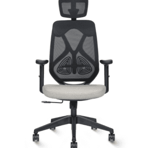 Black High Back Mesh Chair with Adjustable Headrest & Arms