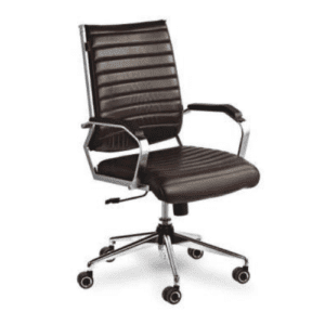 Black Ribbed Mid Back Chair with Armrest
