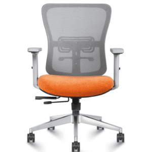 Mesh Fabric Mid back Chair in Orange & Grey Color