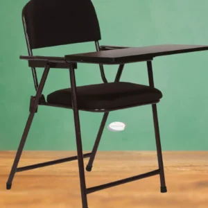Black Cushioned Study Chair with Wooden Writing Pad