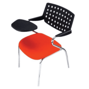 Orange Black Designer Study Chair with Writing Pad