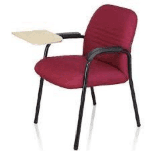 Red Study Chair with Writing Pad & Cushioned Seat