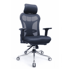 Ergonomic Black High Back Mesh Chair with Adjustable Headrest, Arms & Height