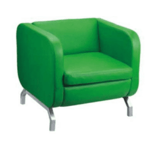 High Cushion Green Lounge Sofa Chair with Padded Seating & Metal Legs