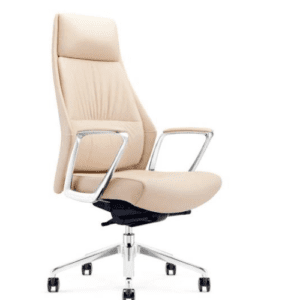 High Back Cream Leather Executive Chair for Office