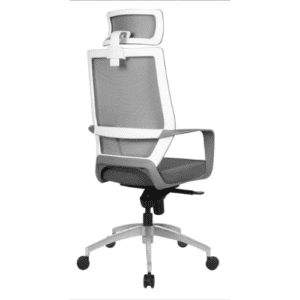 Premium High Back Office Desk Chair in White & Grey
