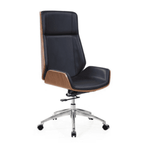 High Back Micro Fiber Leather Office chair in Wooden finish