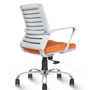 Adjustable Mid Back Mesh Chair in Orange & Grey Color