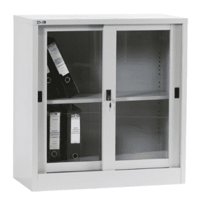 Low Height Sliding Glass Cupboard with 1 Adjustable Shelf
