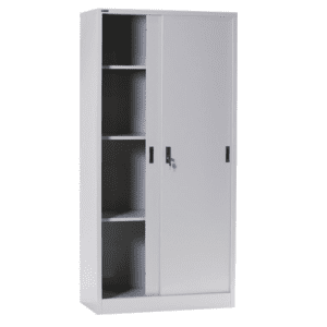 Full Height Sliding Steel Cupboard with 3 Adjustable shelves