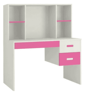 kids study table with open shelf and drawers