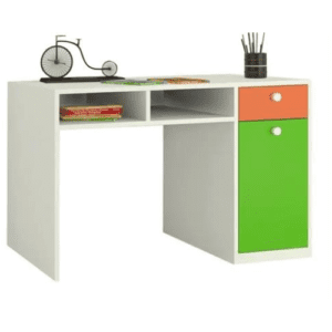 Kids Study Table with Storage in Orange & Green Finish