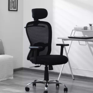 Affordable Breathable Mesh Fabric High Back Chair in Black
