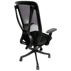 FURNITURE LELO Black Adjustable Arms Chair with PU Seat and Lumbar Support