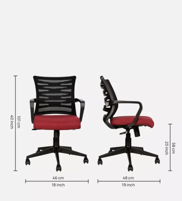 dimensions of red mesh chair