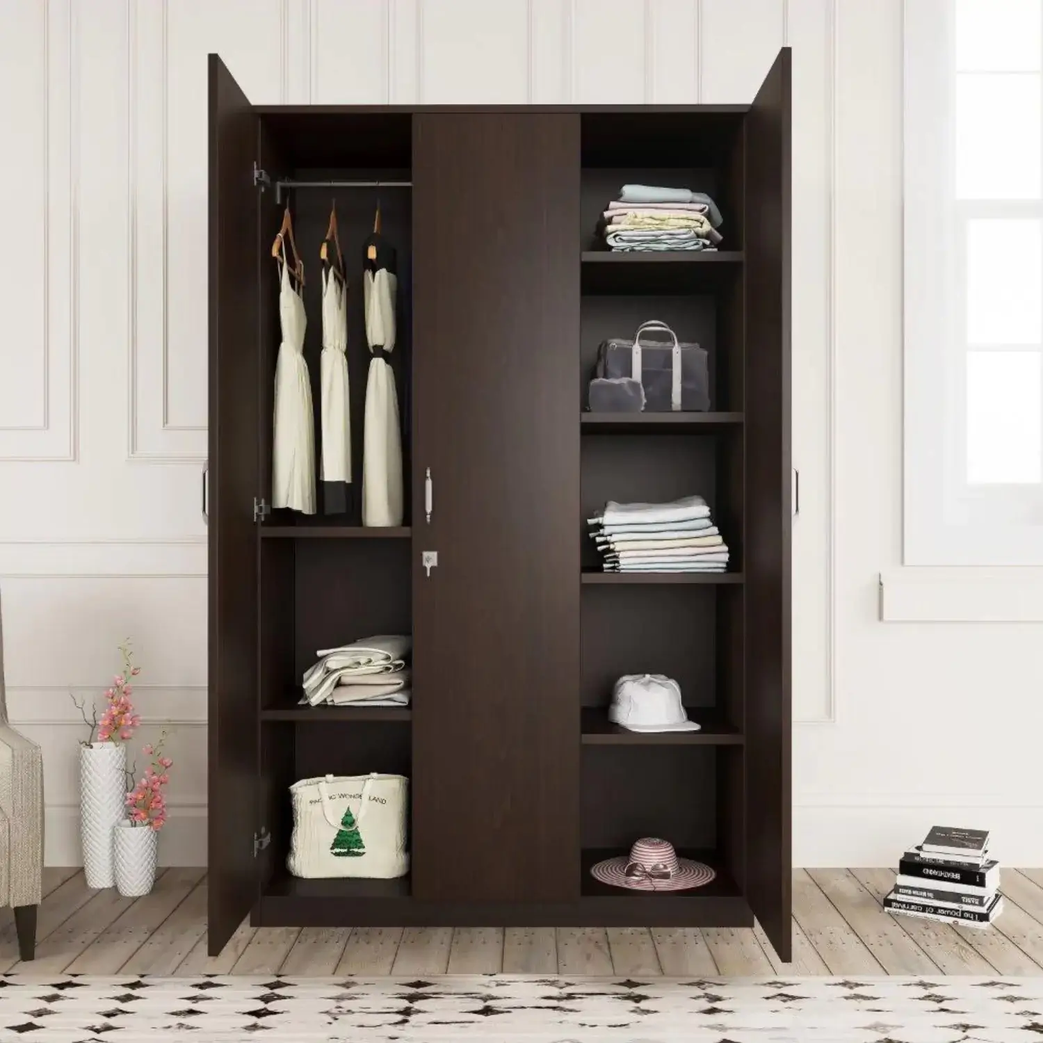 modular wardrobe with shelves