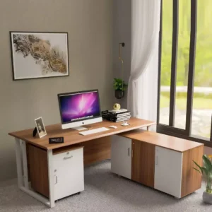 Executive Desk with File Cabinet and drawers
