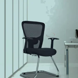 Breathable Mesh Cantilever Chair in Black Color