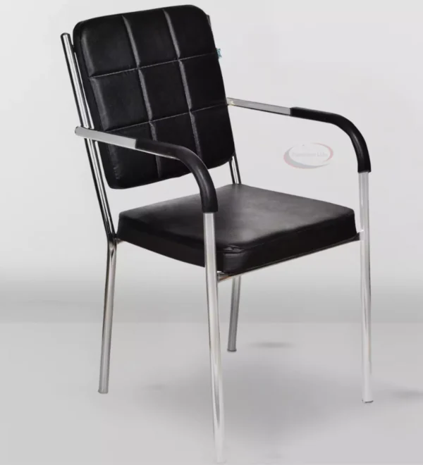 Black Leatherette Office Visitor Chair with metal arms