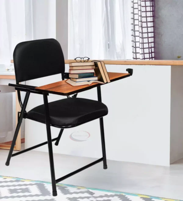 black fabric Foldable Writing Pad Study Chair